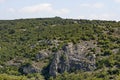 Panorama from the area of Ã¢â¬â¹Ã¢â¬â¹Rusenski Lom Nature Park with high vertical limestone cliffs